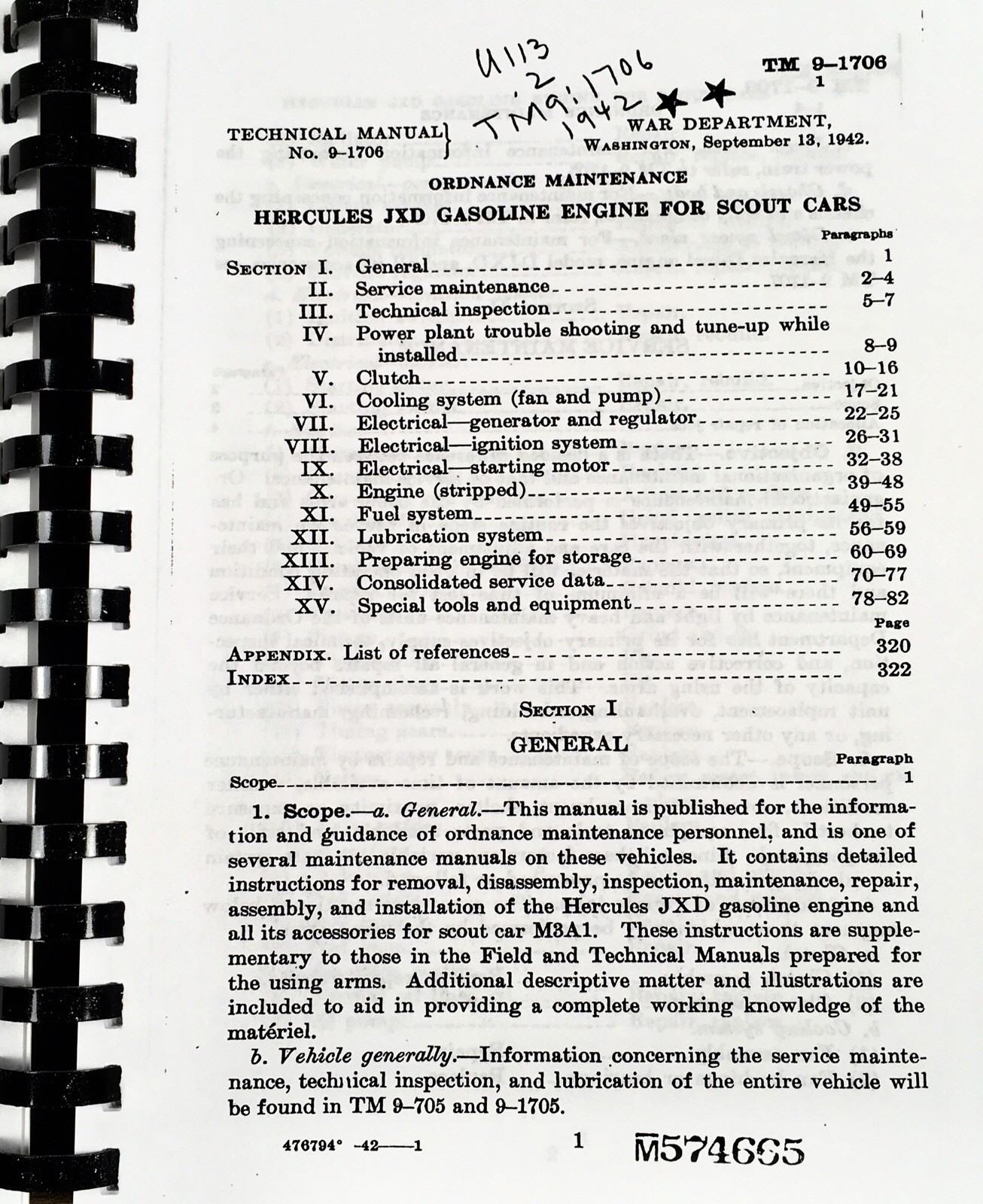 Service Maintenance Manual Hercules JXD Gasoline Engine Fits Scout M3A1 - Image 2