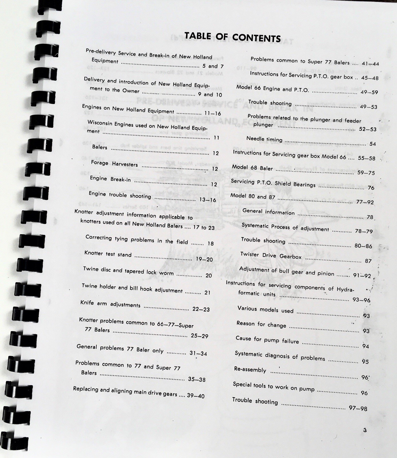 New Holland Super 77 Square Baler Service Manual Serviceman's Troubleshooting - Image 2