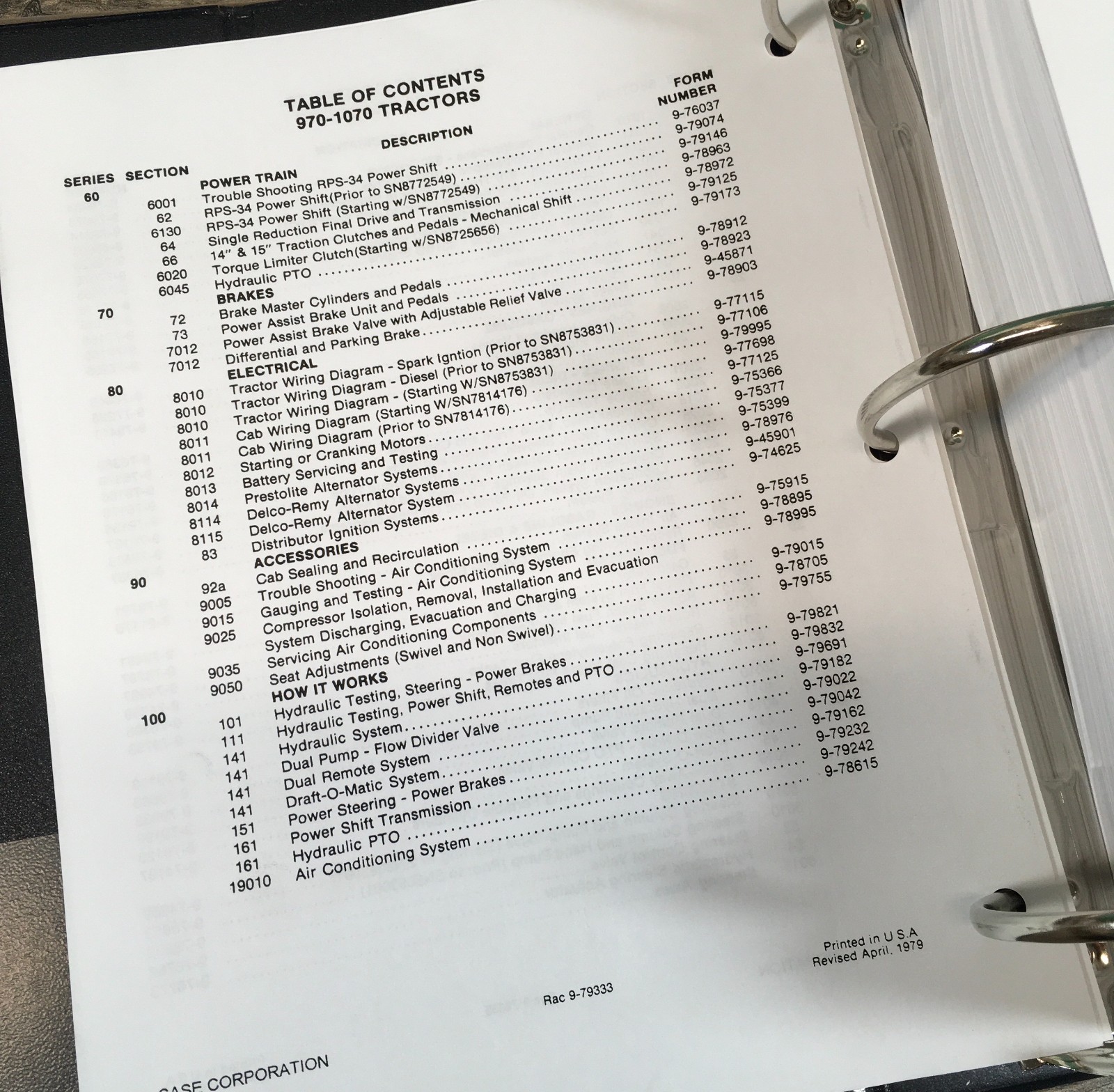 Case 970 Tractor Service Manual Parts Catalog Set Repair Shop Prior to 8675001 - Image 4