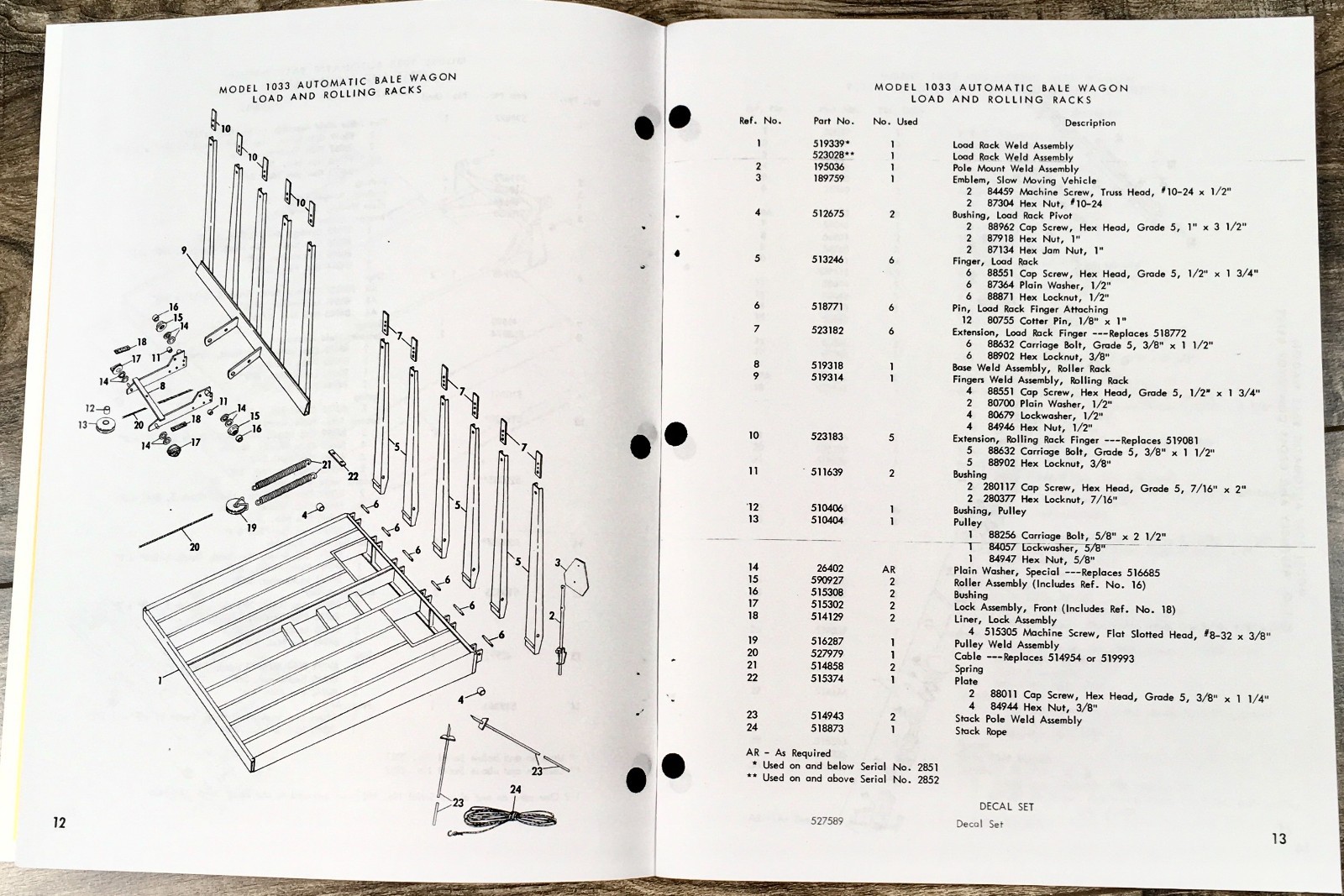 New Holland 1033 Bale Wagon Parts Catalog Operators Manual Set Schematic Views - Image 9