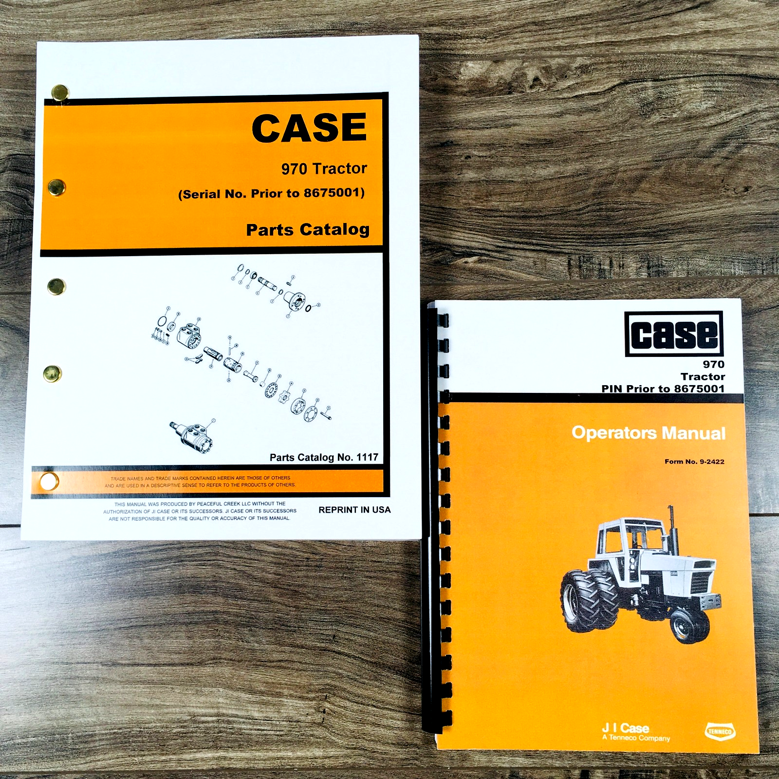 Case 970 Tractor Parts Catalog Operators Manual Owners Book Set Prior to 8675001