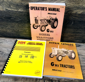 Minneapolis Moline G VI GVI Diesel Tractor Service Parts Operators Manual Set