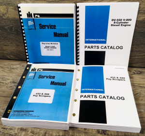 International 433 444 Pay Scraper Service Parts Manual Set Repair Catalog V800