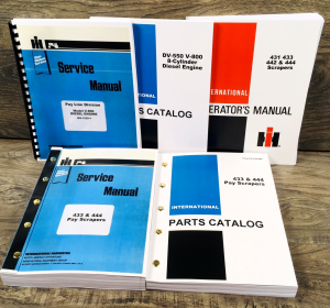 International 433 444 Pay Scraper Service Parts Operators Manual Set Repair V800