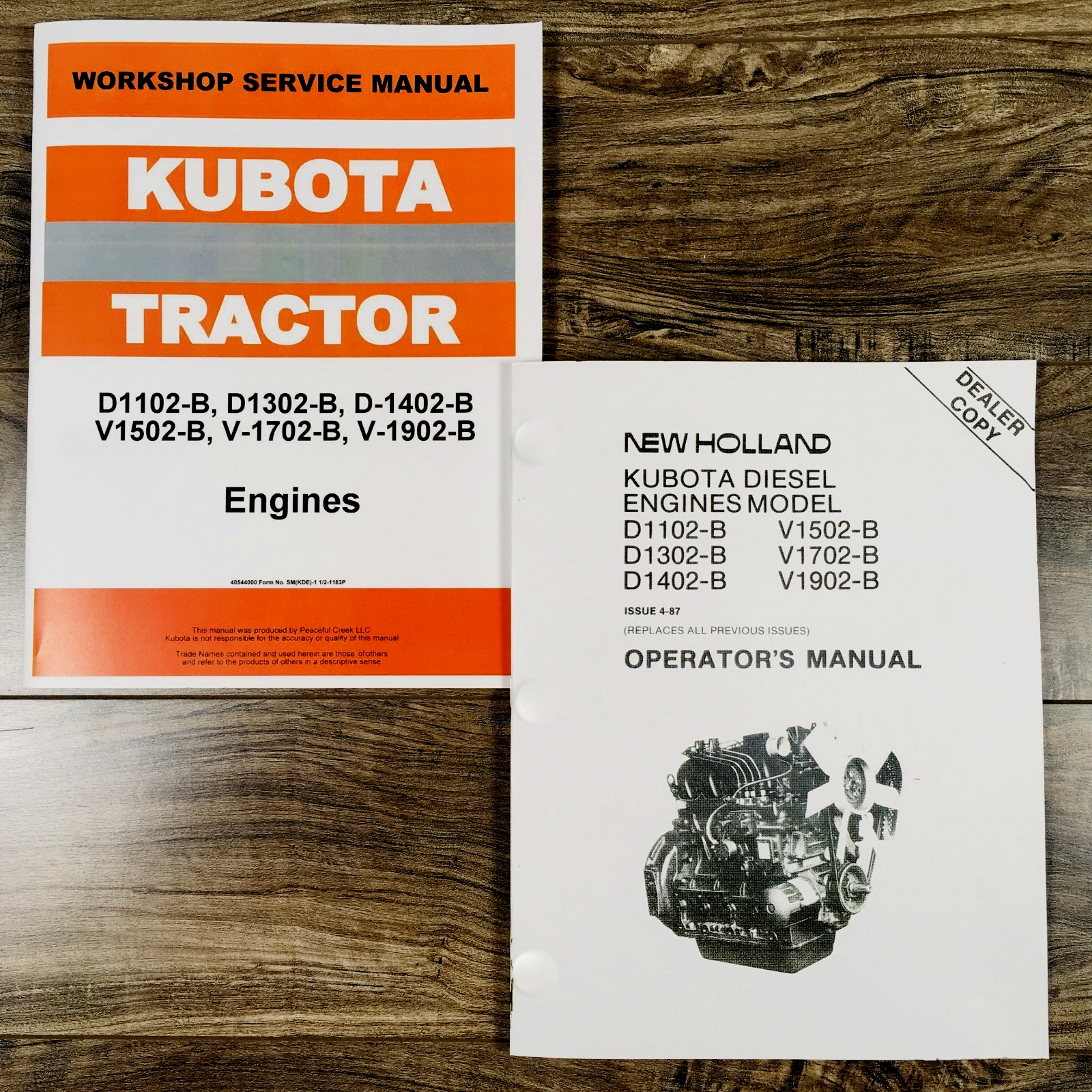 Kubota V1702-B V1902-B Engines Service Manual Operators Set Owners Repair Book