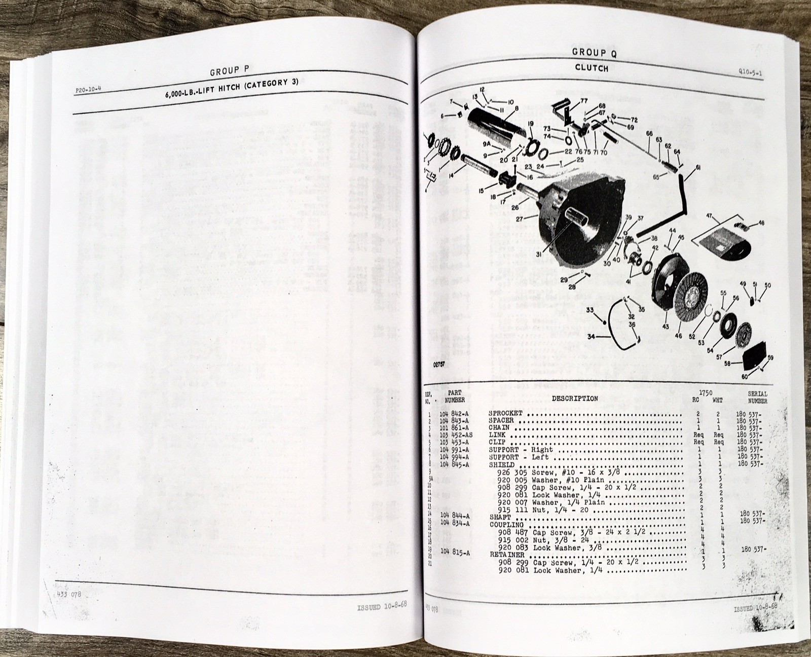 Oliver 1750 Tractor Parts Manual Catalog Book Assembly Schematics Exploded Views - Image 8