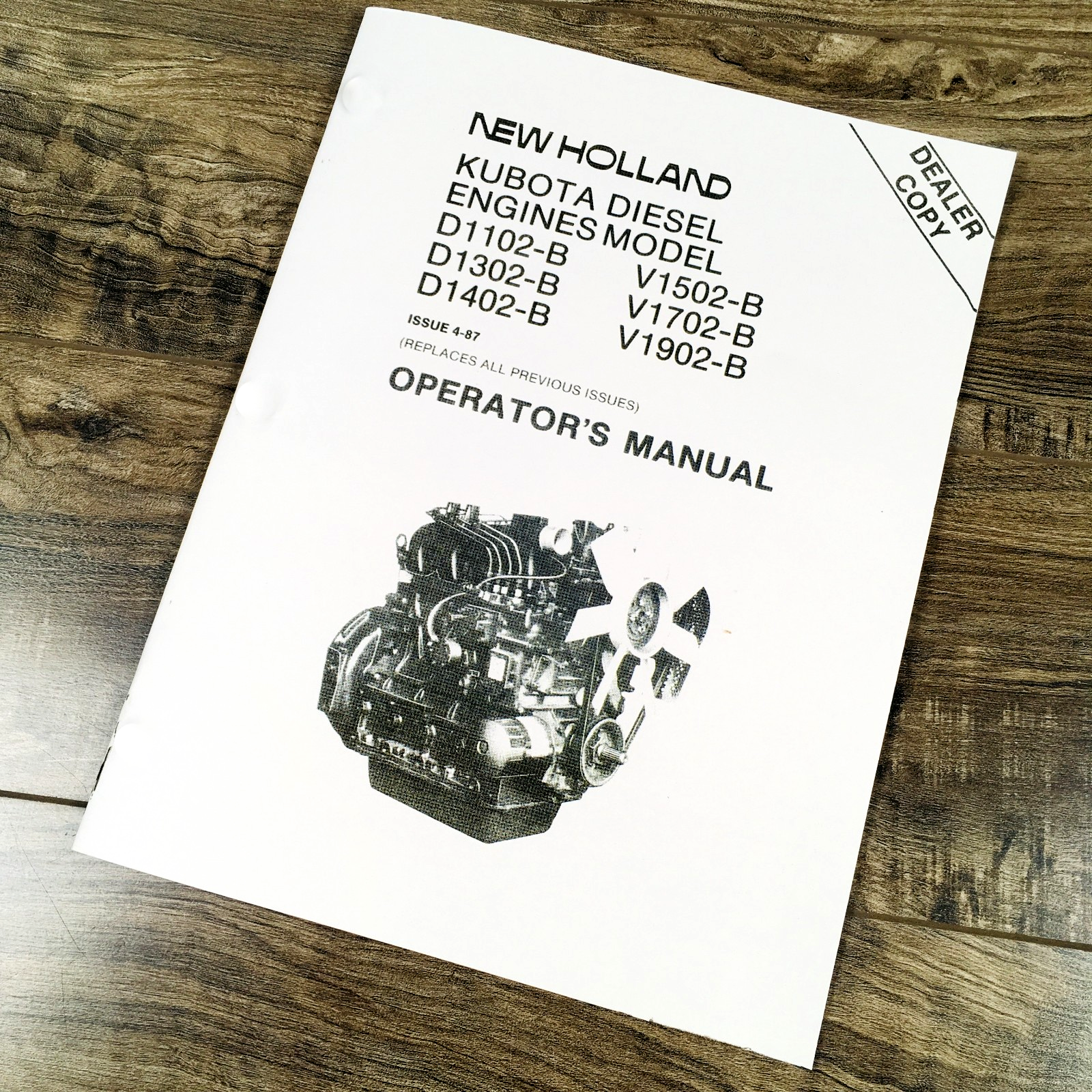 Kubota D1302 Engine Fits L275Dt L275Dts L275Dtsc Tractor Operators Manual Owners