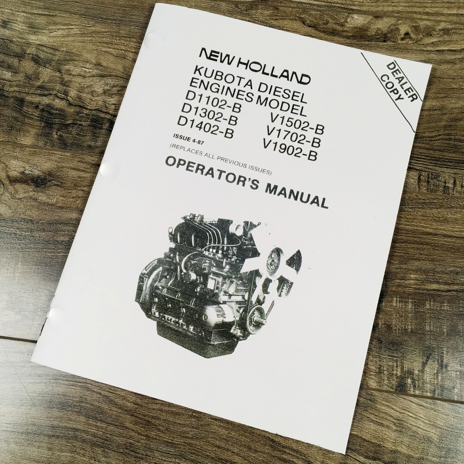 Kubota V1902 Engine Fits Kx101 Excavator Operators Manual Owners Book