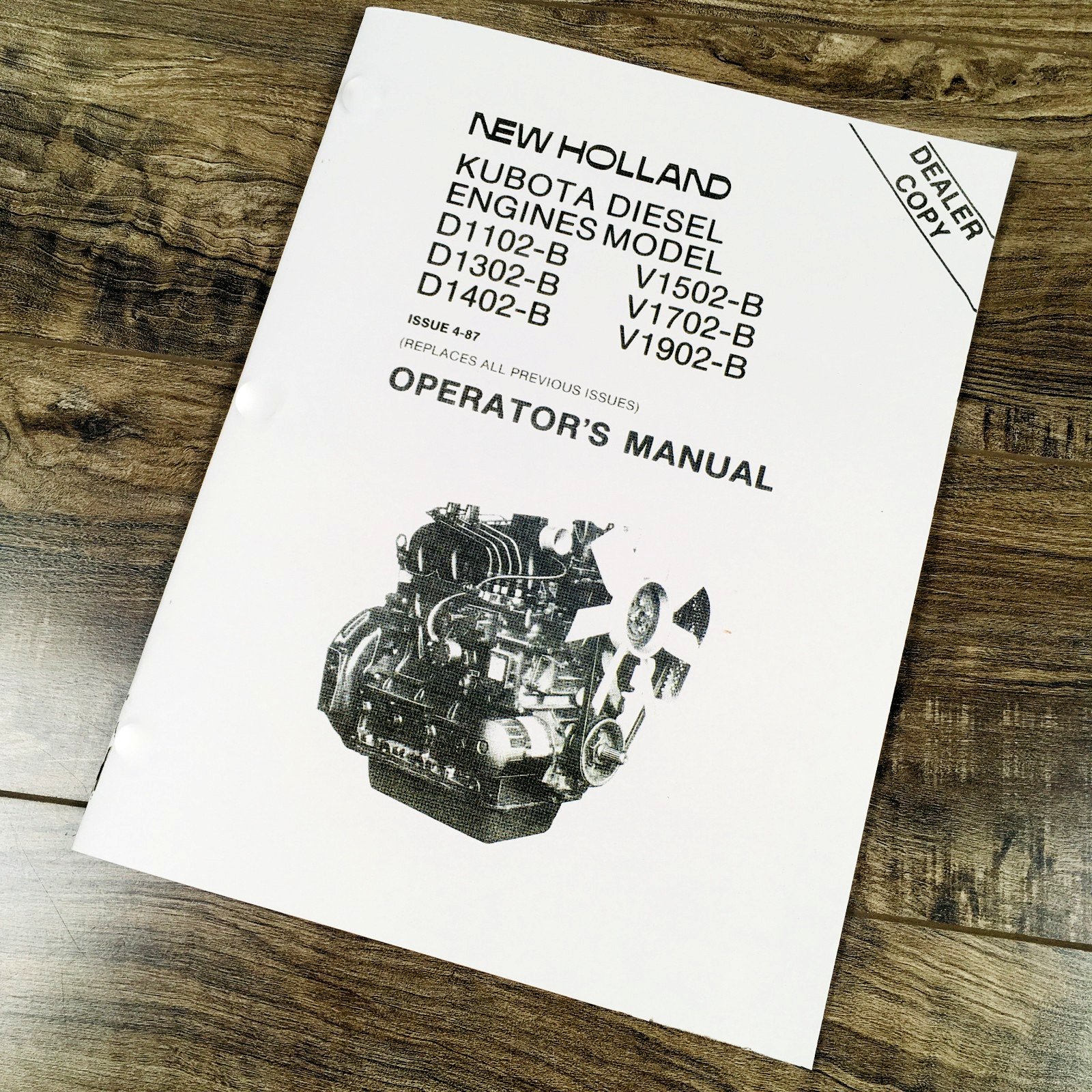 Kubota D1302 D1402 Engine Fits L2250D L2250Dt Tractor Operators Manual