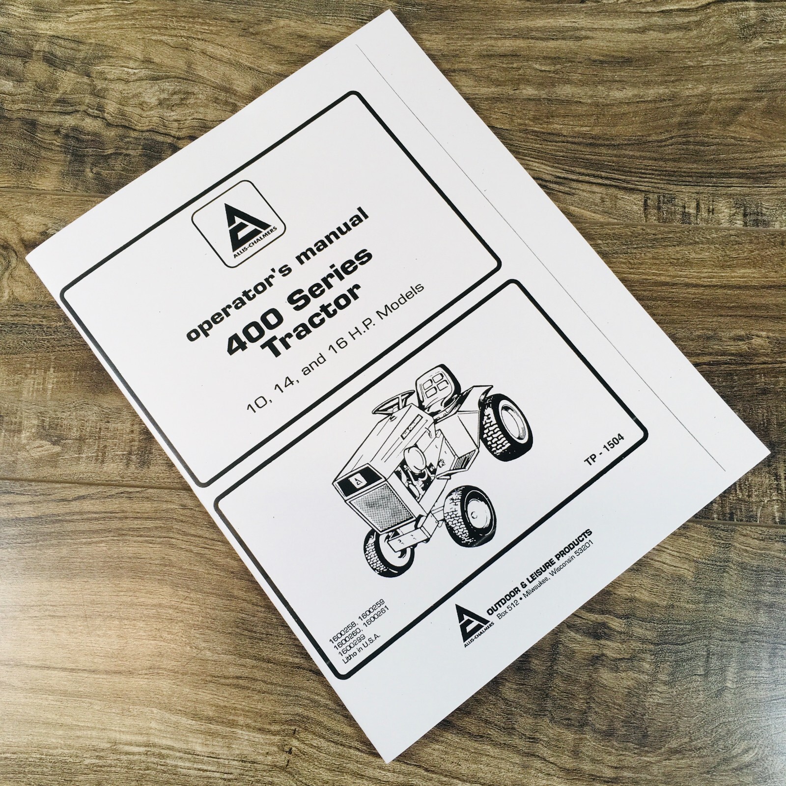 Allis Chalmers 400 410-3SP 410S 414S 416S 416H Garden Tractor Operators Manual