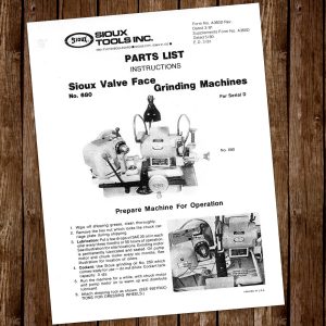 680 684 689 Sioux Valve Grinder Operators Instruction Parts Manual Printed Book