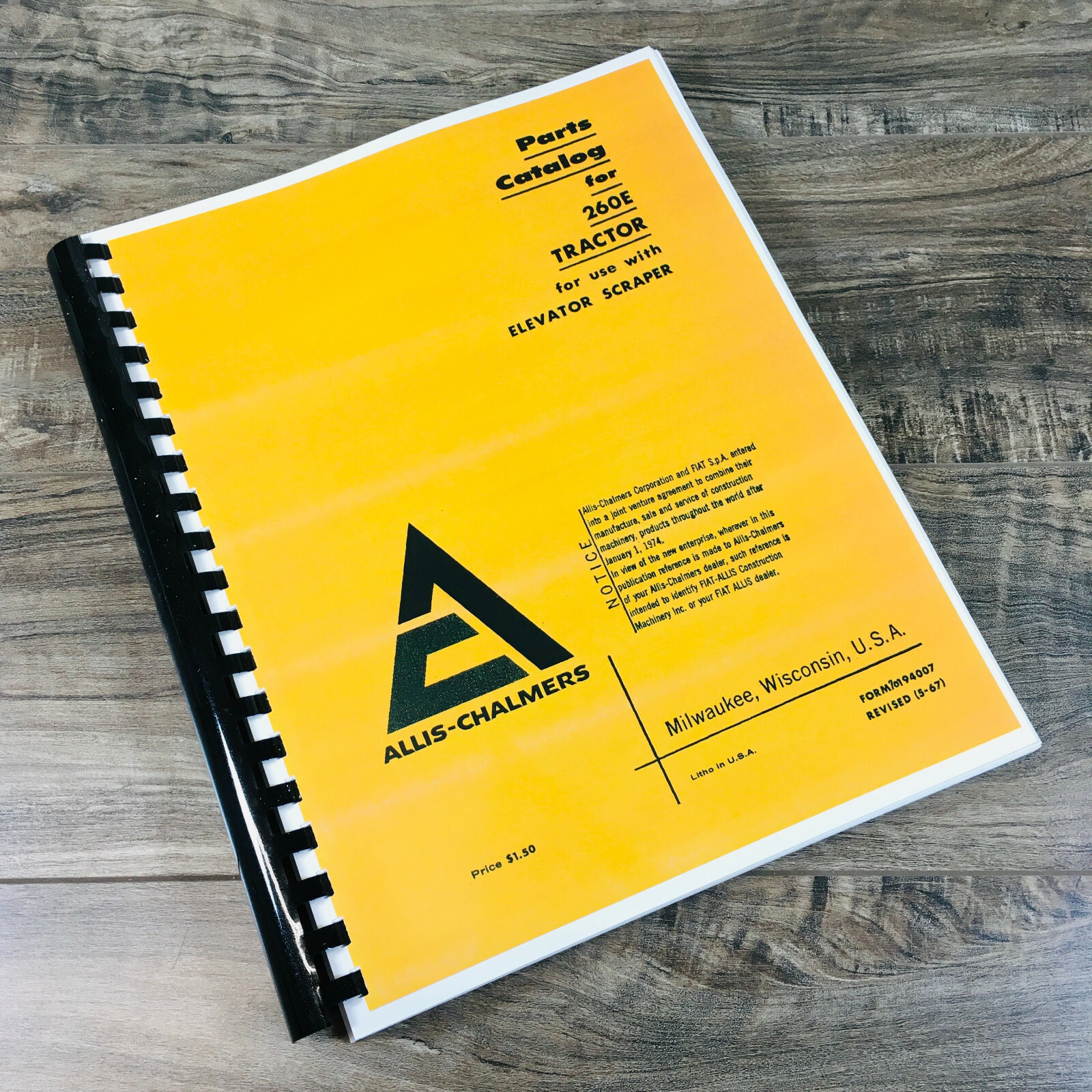 Allis Chalmers 260E Tractor Scraper Parts Manual Catalog Assembly Schematics