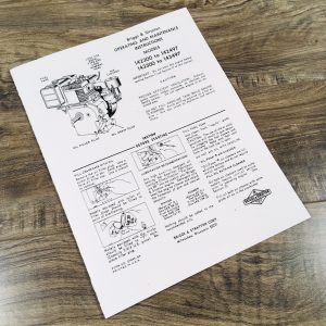 Briggs And Stratton 6Hp Engine 143300 To 143497 Operating Manual Operators Point