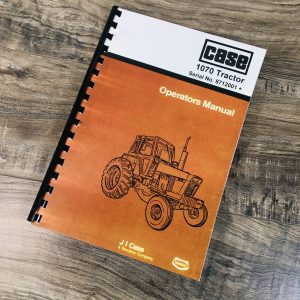 Case 1070 Tractor Operators Manual Owners Book Maintenance S/N 8712001 +