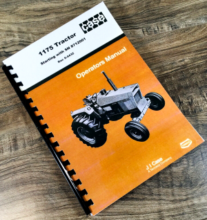 Case 1175 Tractor Operators Owners Manual Maintenance Book Lubrication More