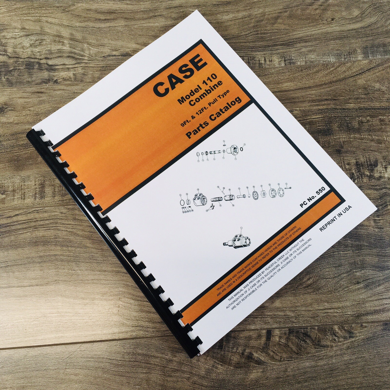 Case 110 Combine 9 & 12 Feet Pull Type Parts Manual Catalog Assembly Schematic