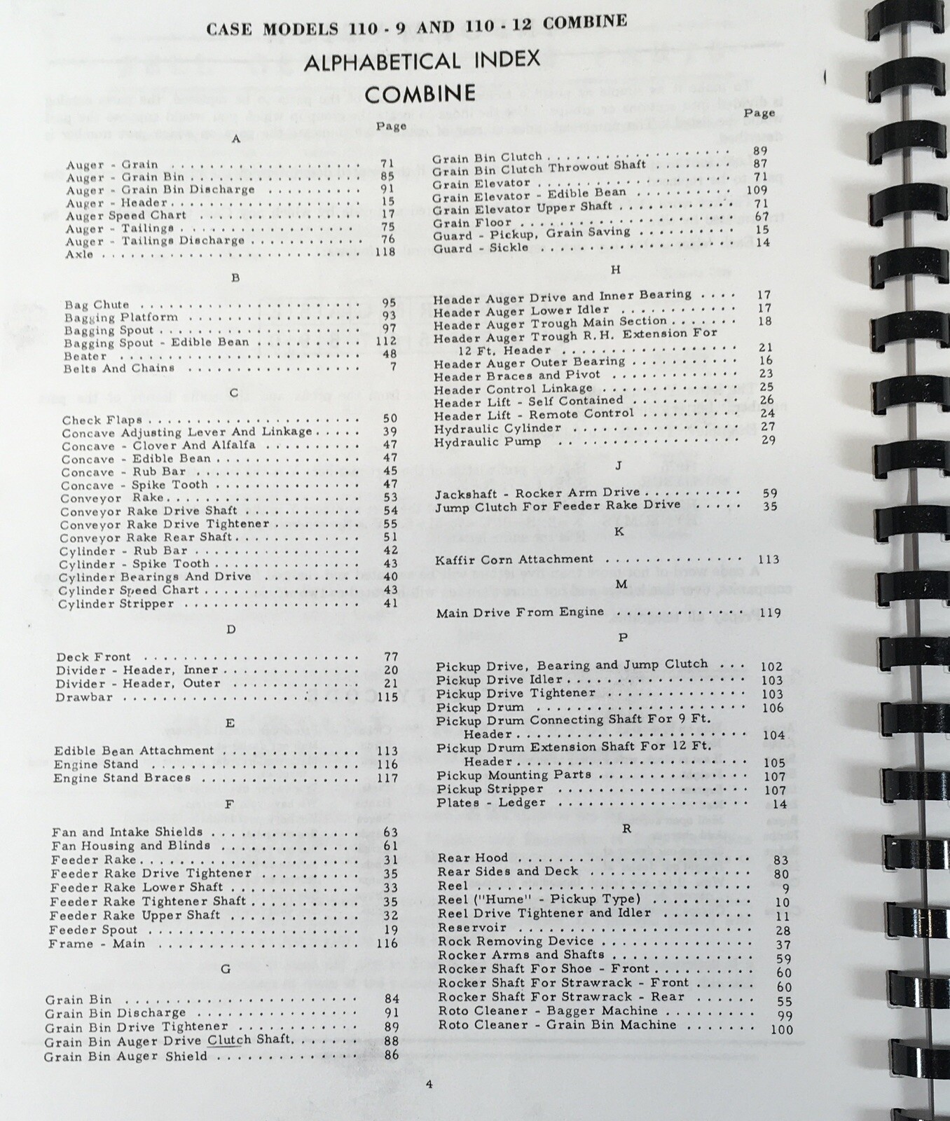 Case 110 Combine 9 & 12 Feet Pull Type Parts Manual Catalog Assembly Schematic - Image 2
