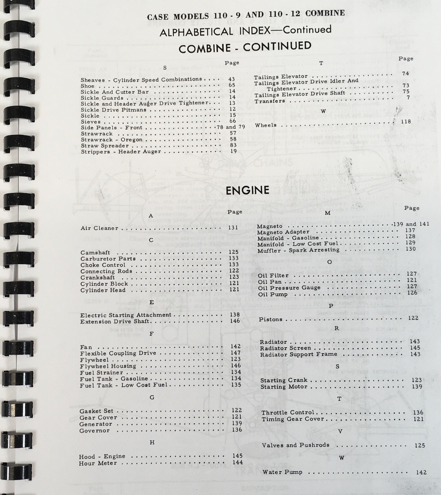 Case 110 Combine 9 & 12 Feet Pull Type Parts Manual Catalog Assembly Schematic - Image 3